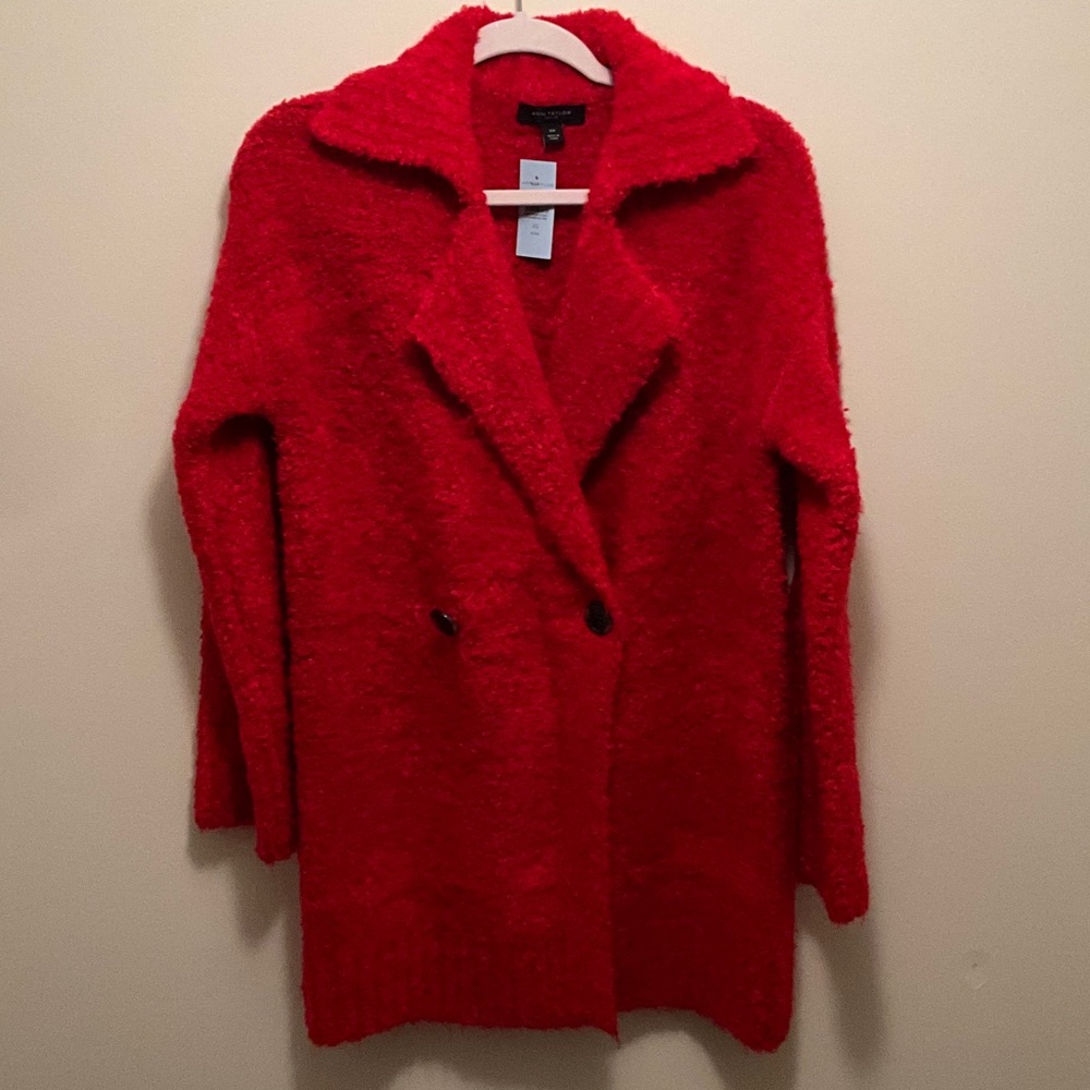 Ann Taylor Fuzzy Double-Breasted Cardigan Coat, XSP, NWT!